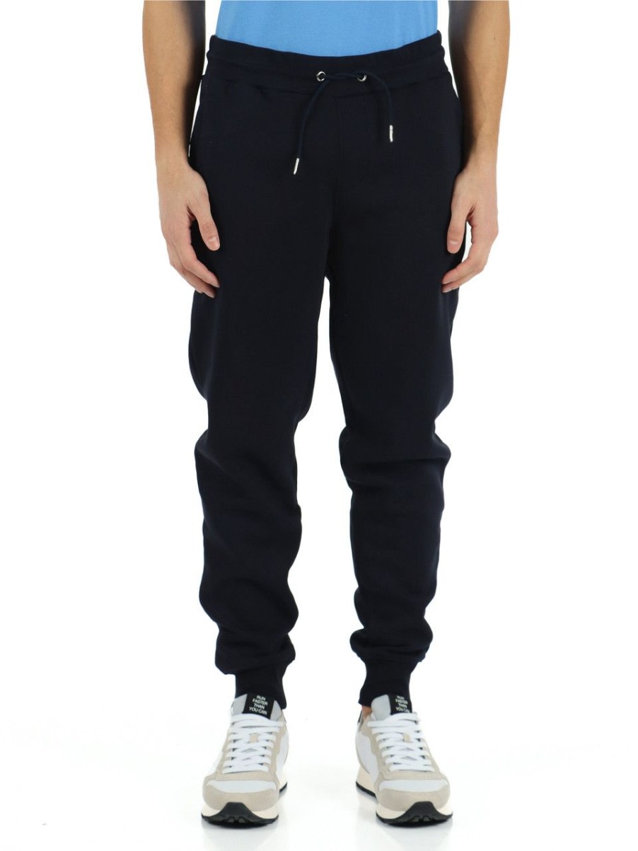 Uomo TOMMY HILFIGER | Pantaloni Sportivi In Cotone Felpato Blu Scuro