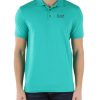 Uomo EA7 | Polo In Cotone Stretch Con Stampa Logo Verde