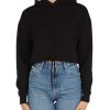 Donna CALVIN KLEIN JEANS | Felpa Cropped In Misto Cotone Con Cappuccio Nero