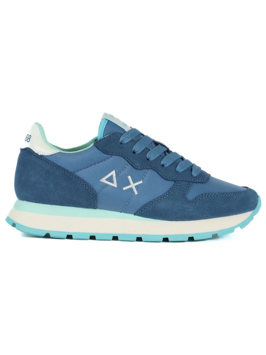 Donna SUN68 | Sneakers In Pelle E Tessuto Ally Solid Nylon Blu Chiaro