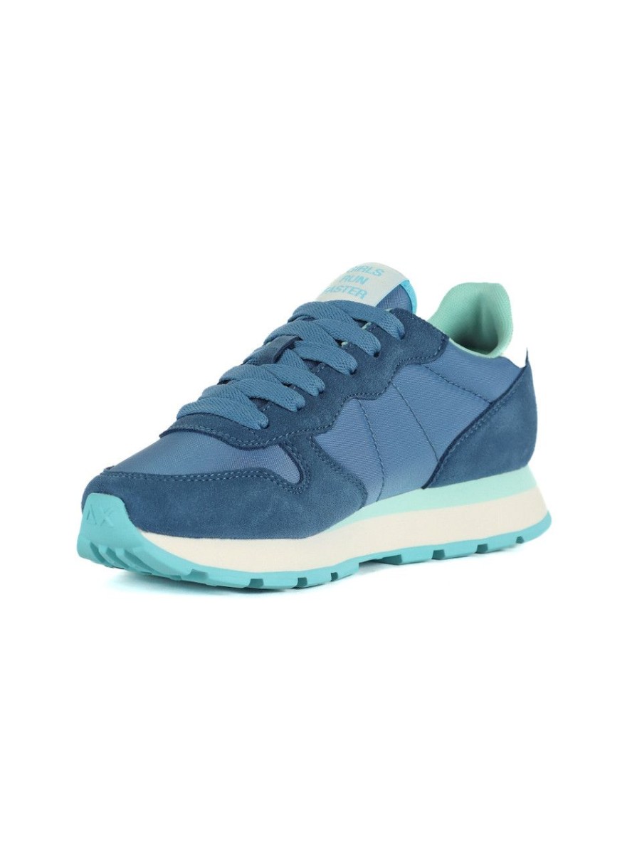 Donna SUN68 | Sneakers In Pelle E Tessuto Ally Solid Nylon Blu Chiaro