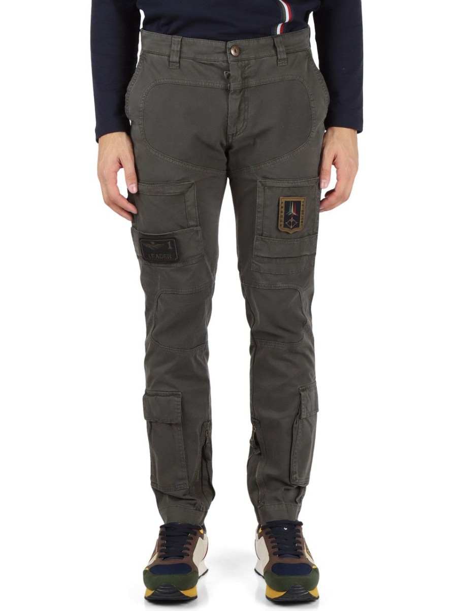 Uomo AERONAUTICA MILITARE | Pantalone Cargo Regular Fit In Cotone Stretch Verde Scuro