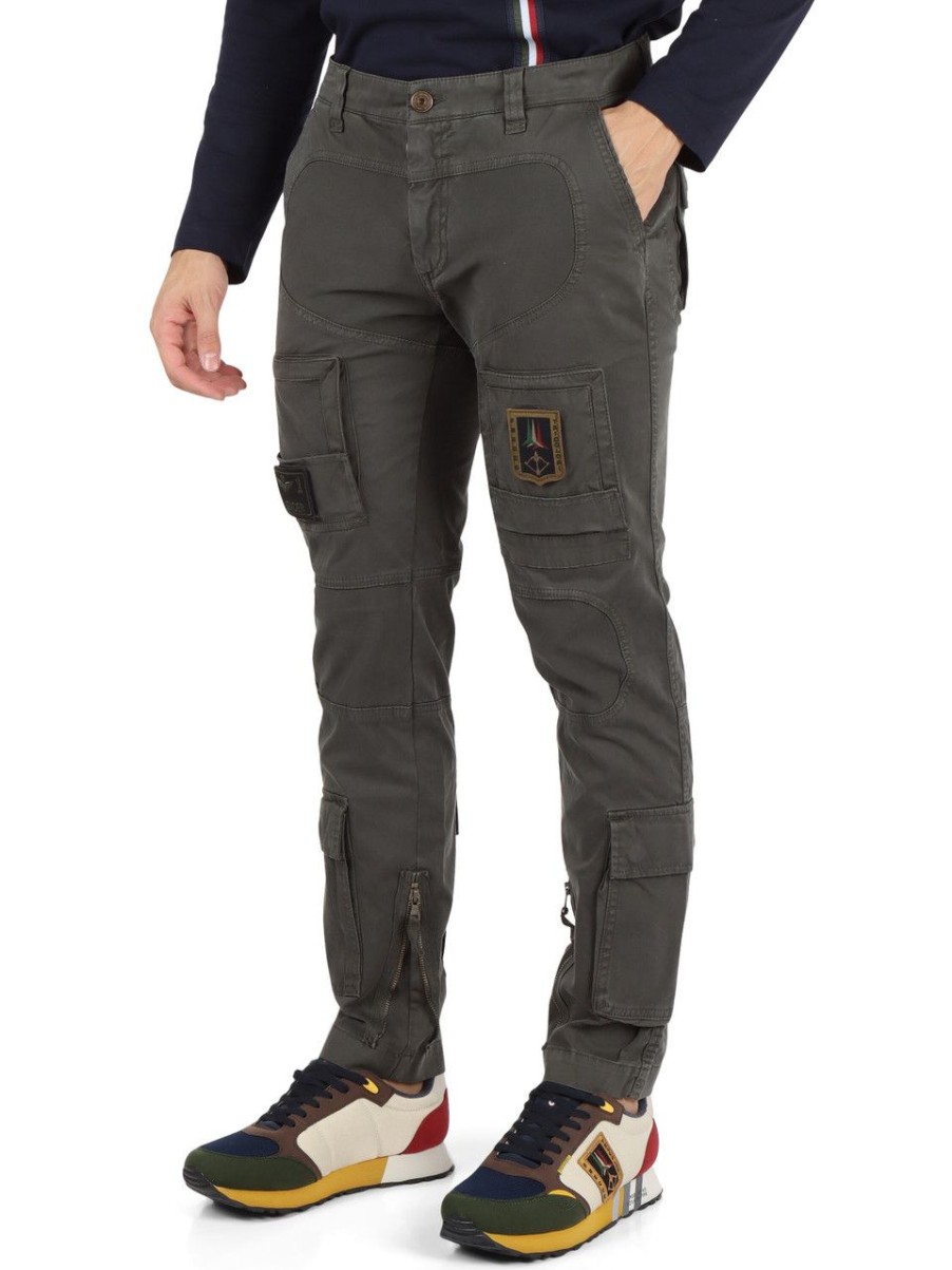 Uomo AERONAUTICA MILITARE | Pantalone Cargo Regular Fit In Cotone Stretch Verde Scuro