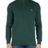 Uomo LACOSTE | Maglia Collo A Zip Regular Fit Con Patch Logo Verde Scuro