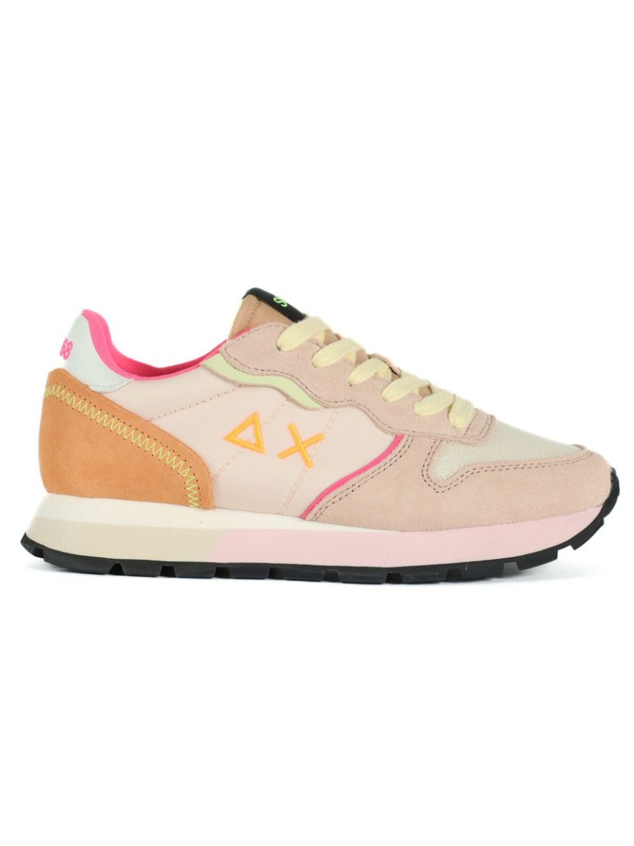 Donna SUN68 | Sneakers In Pelle E Tessuto Ally Color Explosion Rosa Chiaro