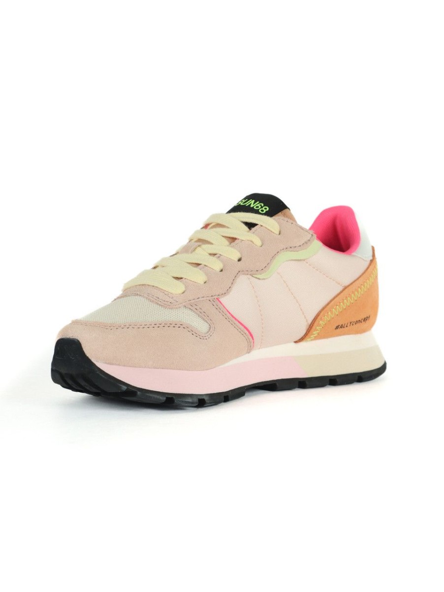 Donna SUN68 | Sneakers In Pelle E Tessuto Ally Color Explosion Rosa Chiaro