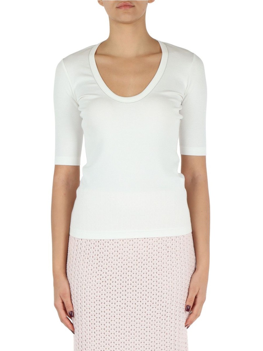 Donna FABIANA FILIPPI | T-Shirt In Cotone A Costine Bianco