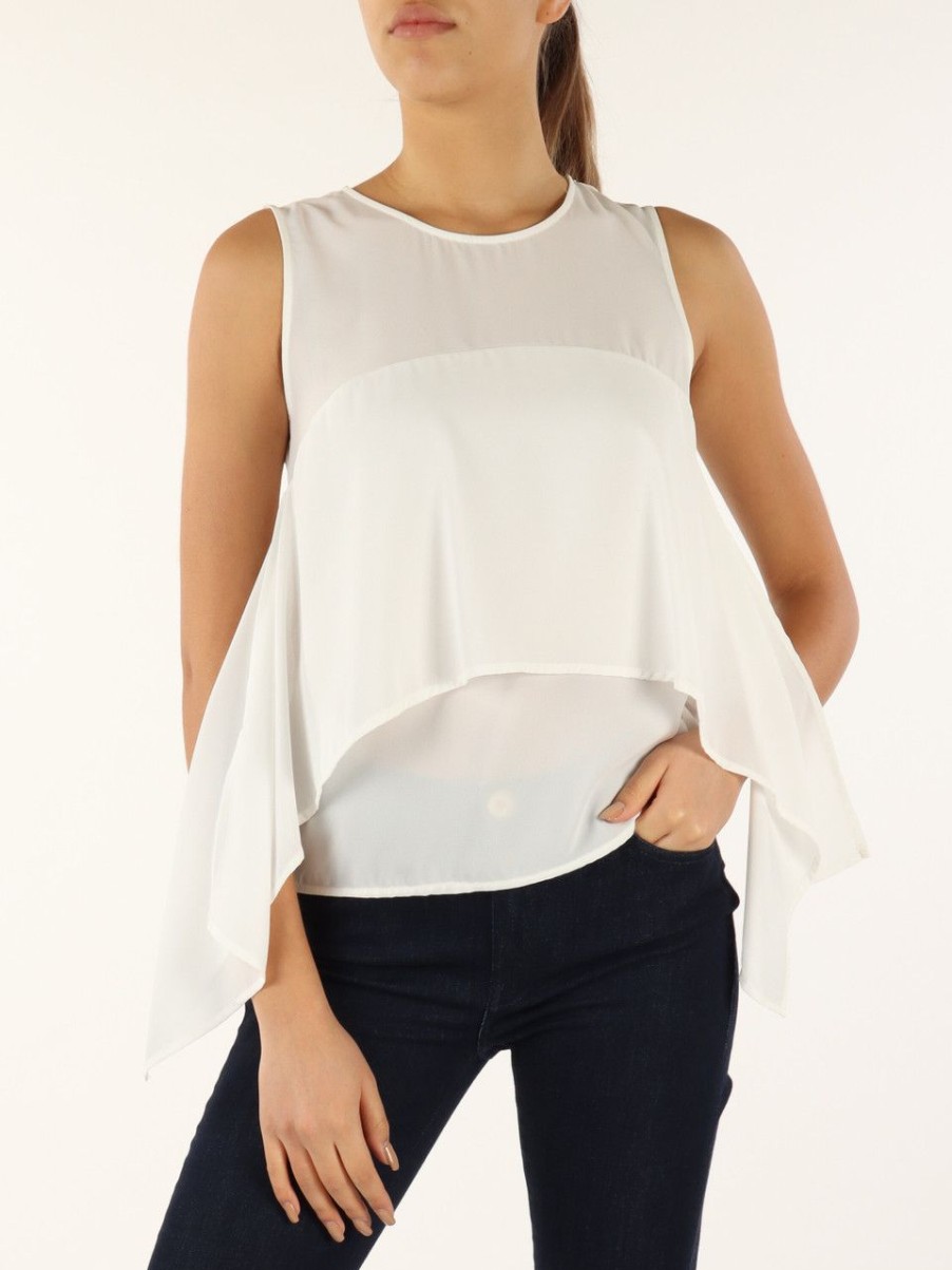 Donna TRUSSARDI | Blusa Senza Maniche In Georgette Bianco