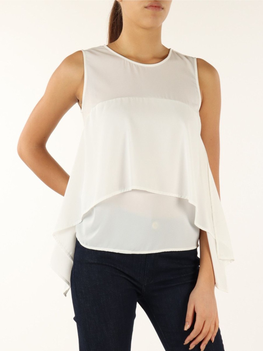 Donna TRUSSARDI | Blusa Senza Maniche In Georgette Bianco