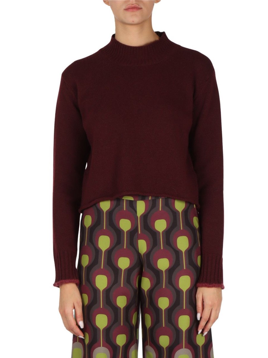 Donna MALìPARMI | Maglia Cropped Cashmere Merinos Bordeaux