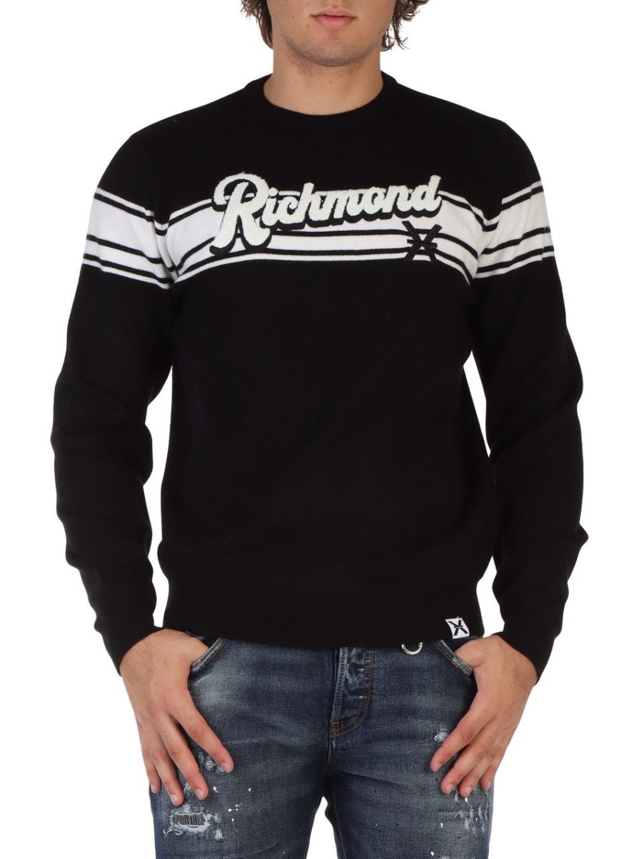 Uomo RICHMOND | Richmond X: Maglia Girocollo In Misto Viscosa Nero