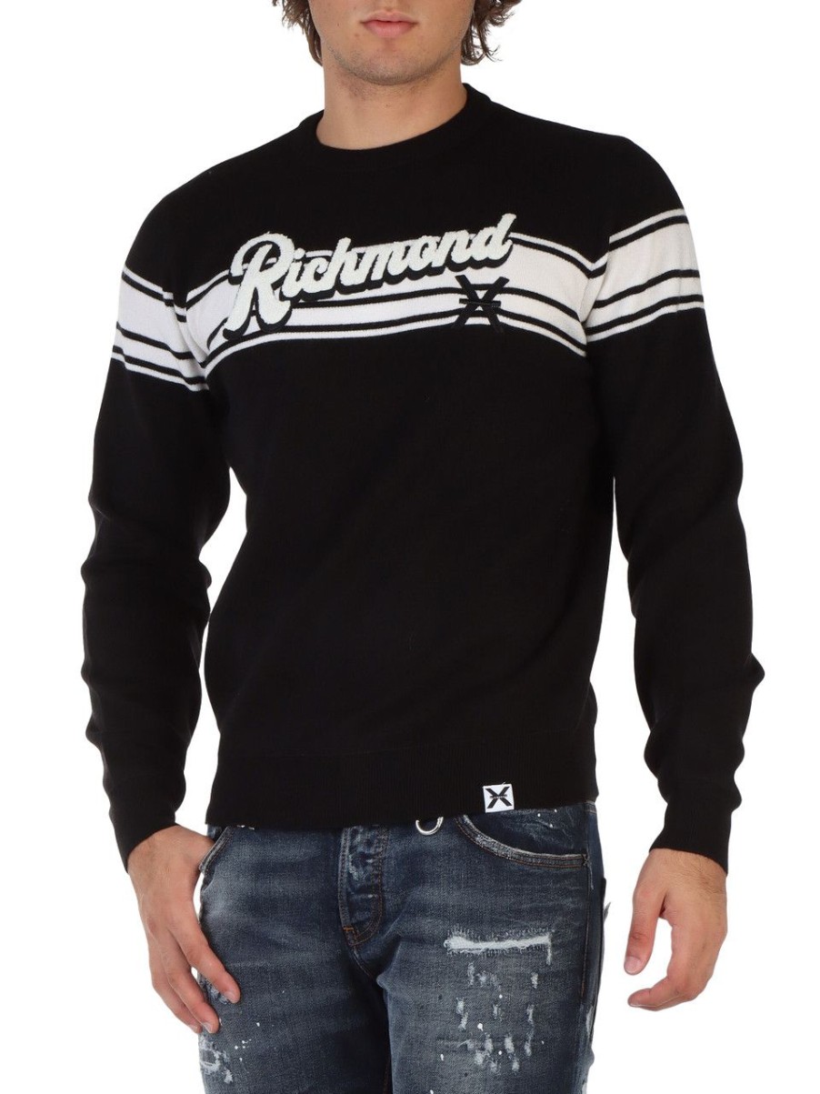 Uomo RICHMOND | Richmond X: Maglia Girocollo In Misto Viscosa Nero