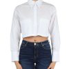 Donna PINKO | Camicia Cropped Pergusa In Misto Cotone Bianco