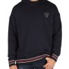 Uomo ARMANI EXCHANGE | Felpa In Misto Cotone Con Cappuccio E Patch Logo Blu Scuro