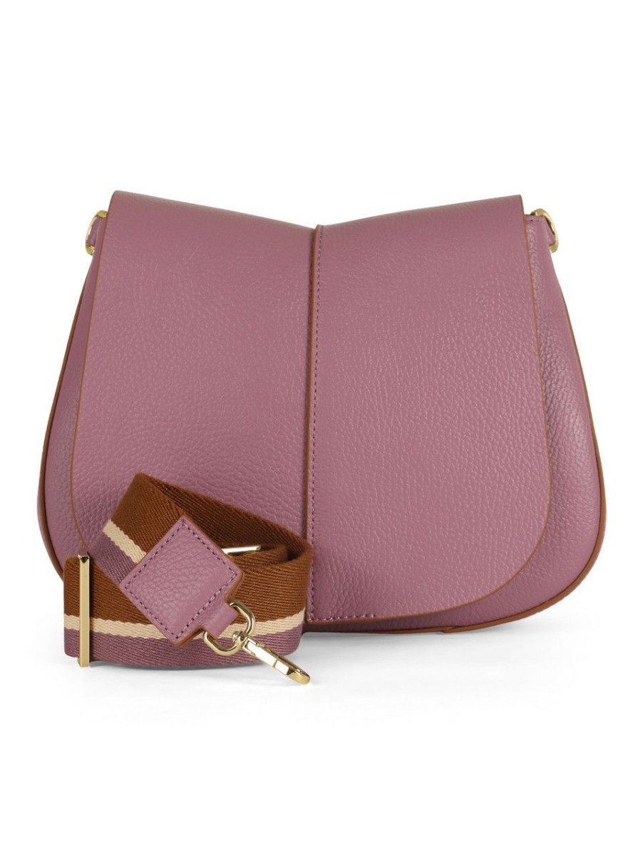 Donna GIANNI CHIARINI | Borsa A Tracolla Helena Round Small In Pelle Grana Dollaro Viola Chiaro