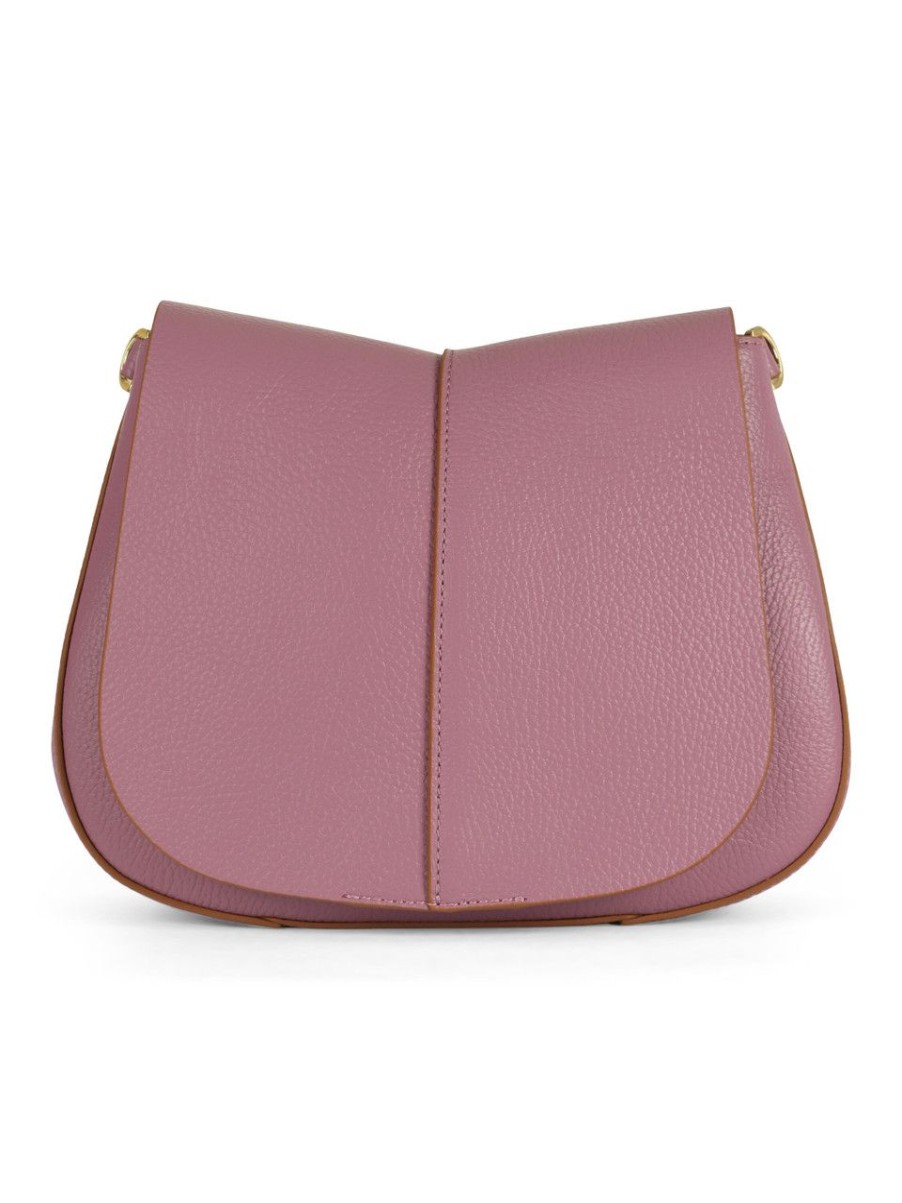 Donna GIANNI CHIARINI | Borsa A Tracolla Helena Round Small In Pelle Grana Dollaro Viola Chiaro