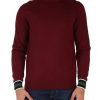 Uomo SUN68 | Maglia In Cotone E Lana Merino Con Dettagli A Contrasto Bordeaux