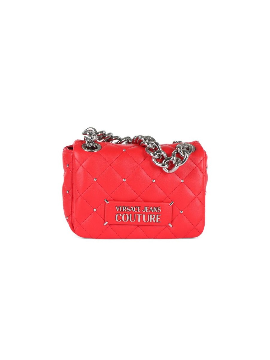 Donna VERSACE JEANS COUTURE | Borsa A Tracolla Piccola Trapuntata Con Mini Borchie Rosso