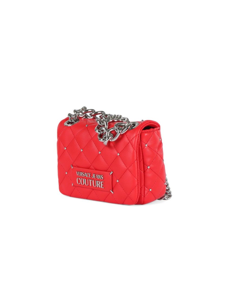 Donna VERSACE JEANS COUTURE | Borsa A Tracolla Piccola Trapuntata Con Mini Borchie Rosso