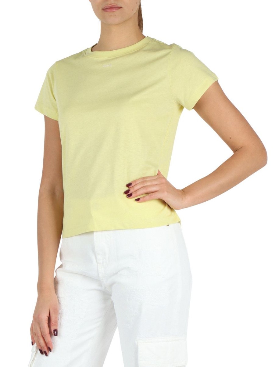 Donna PINKO | T-Shirt In Cotone Basico Con Scritta Logo Verde Chiaro