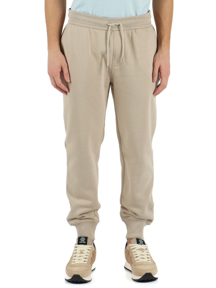 Uomo CALVIN KLEIN JEANS | Pantalone Sportivo In Cotone Felpato Con Ricamo Logo Beige