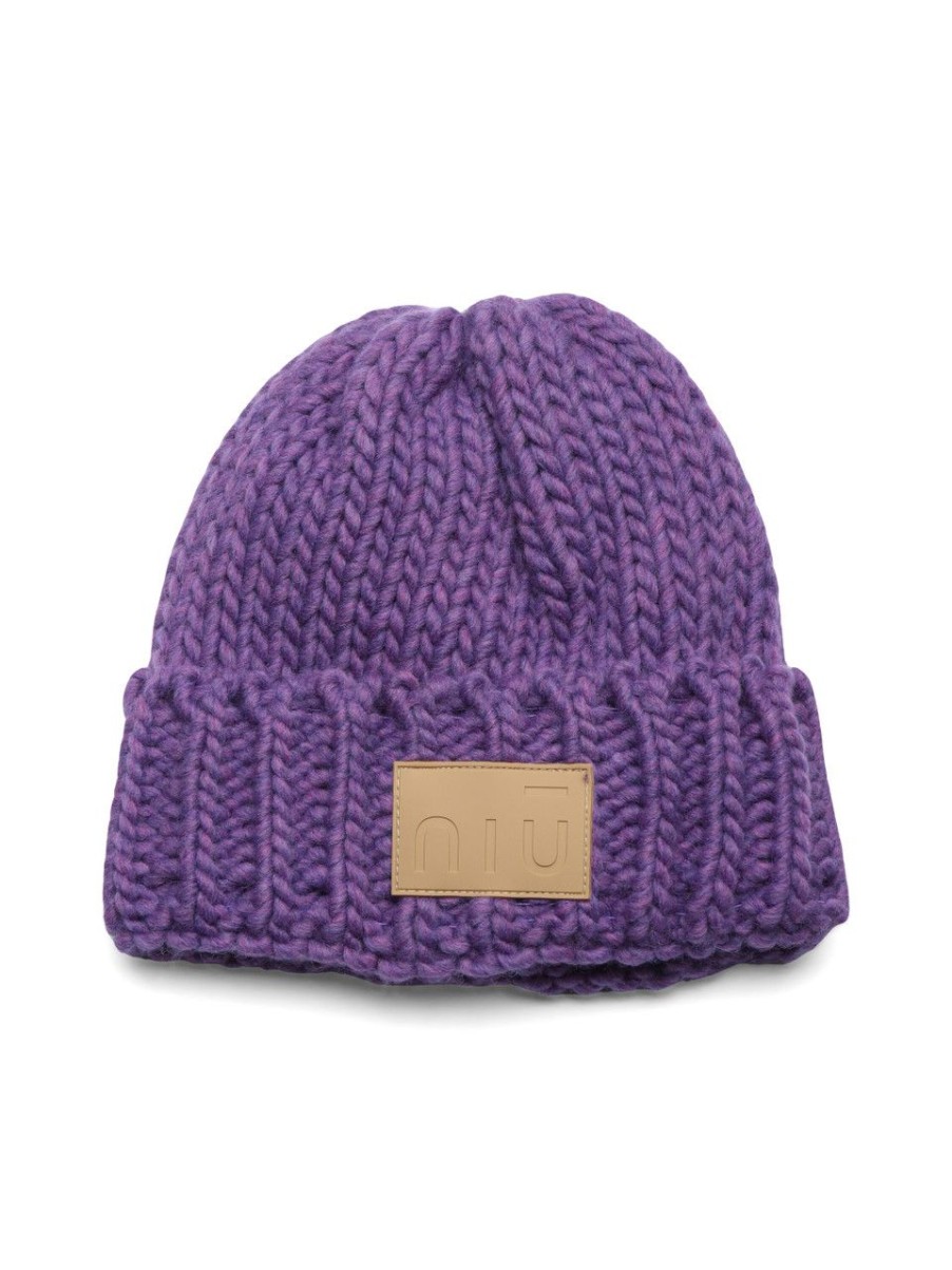 Donna NIÙ | Cappello In Misto Lana Vergine Con Patch Logo Viola