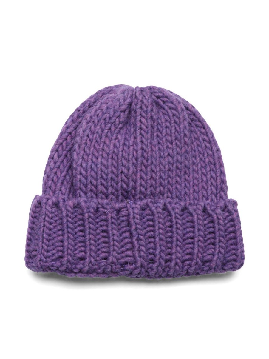 Donna NIÙ | Cappello In Misto Lana Vergine Con Patch Logo Viola