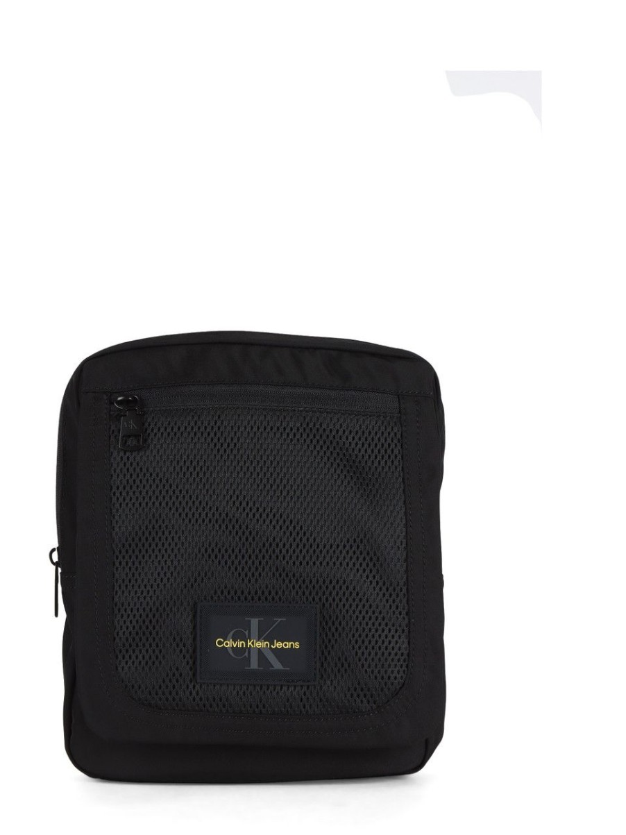 Uomo CALVIN KLEIN JEANS | Borsa A Tracolla In Tessuto Tecnico Con Patch Logo Nero