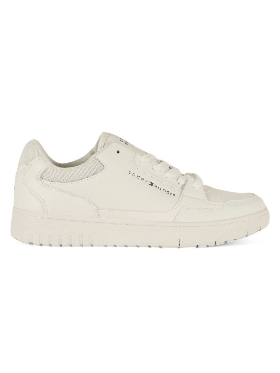 Uomo TOMMY JEANS | Sneakers In Pelle Basket Core Bianco