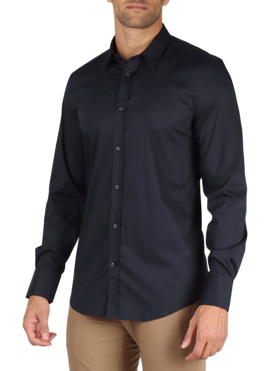 Uomo ANTONY MORATO | Camicia In Misto Cotone Milano Super Slim Fit Blu Scuro