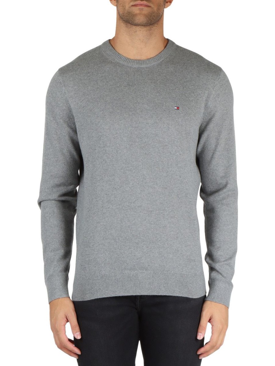 Uomo TOMMY HILFIGER | Maglia Girocollo In Cotone E Cashmere Grigio