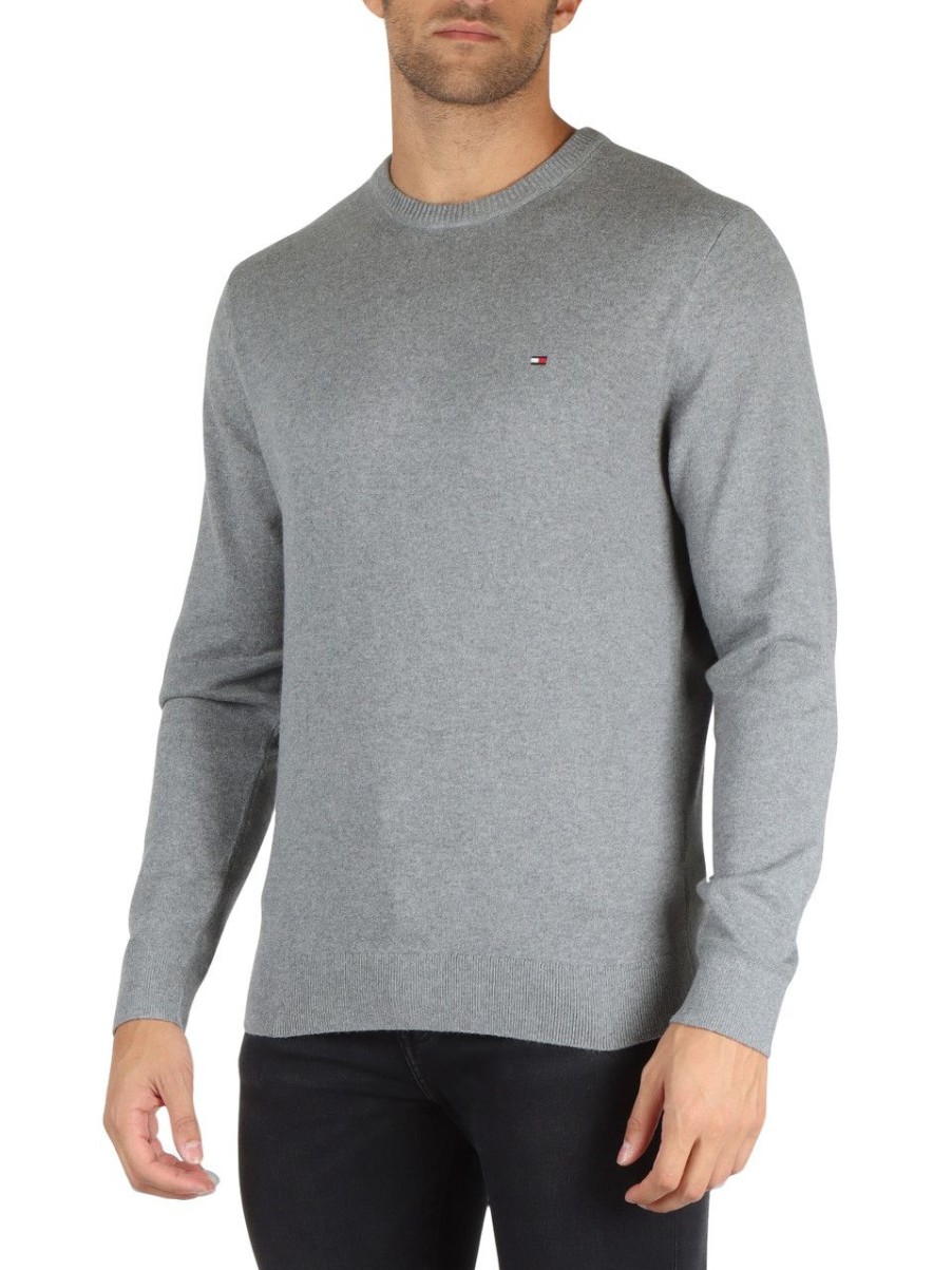 Uomo TOMMY HILFIGER | Maglia Girocollo In Cotone E Cashmere Grigio