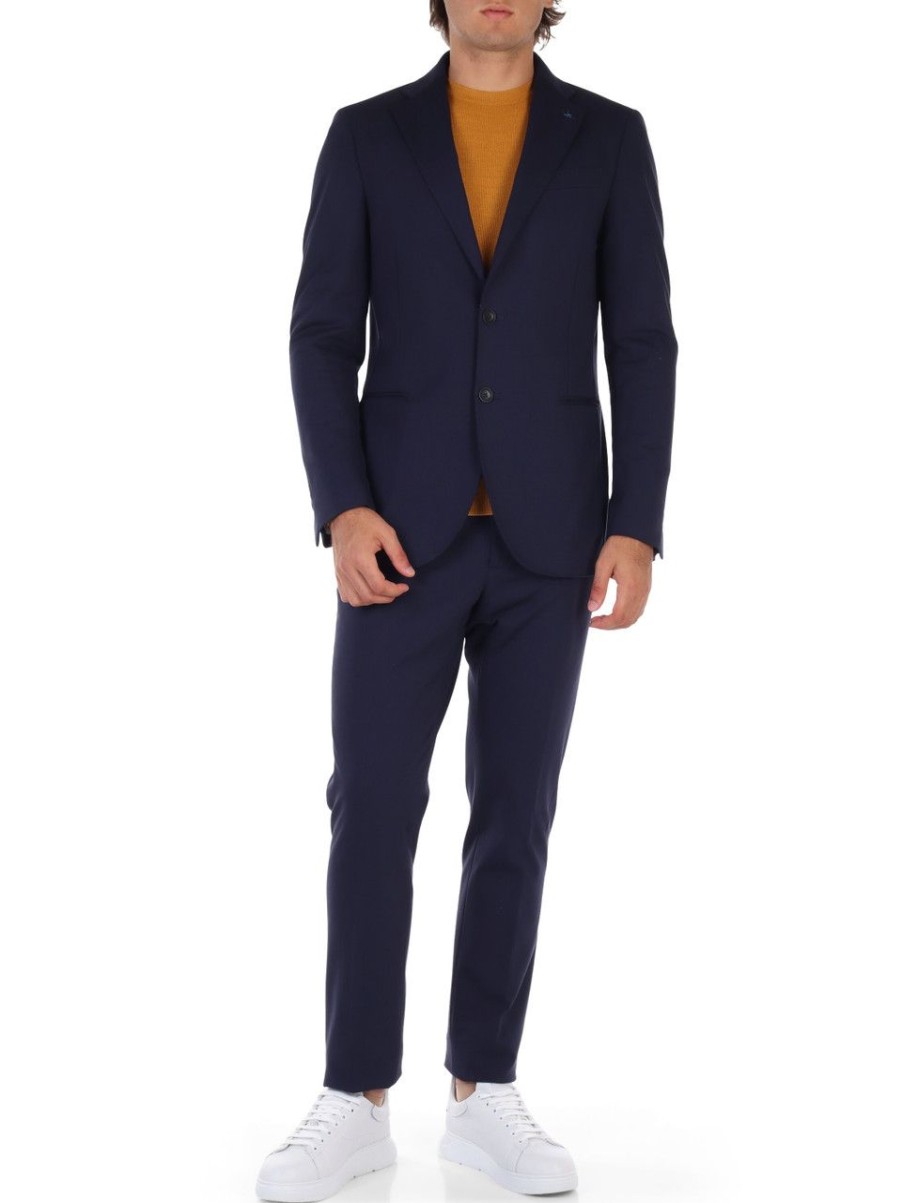 Uomo AT.P.CO | L'Abito Vienna Comprende Giacca E Pantalone In Misto Rayon Blu Scuro