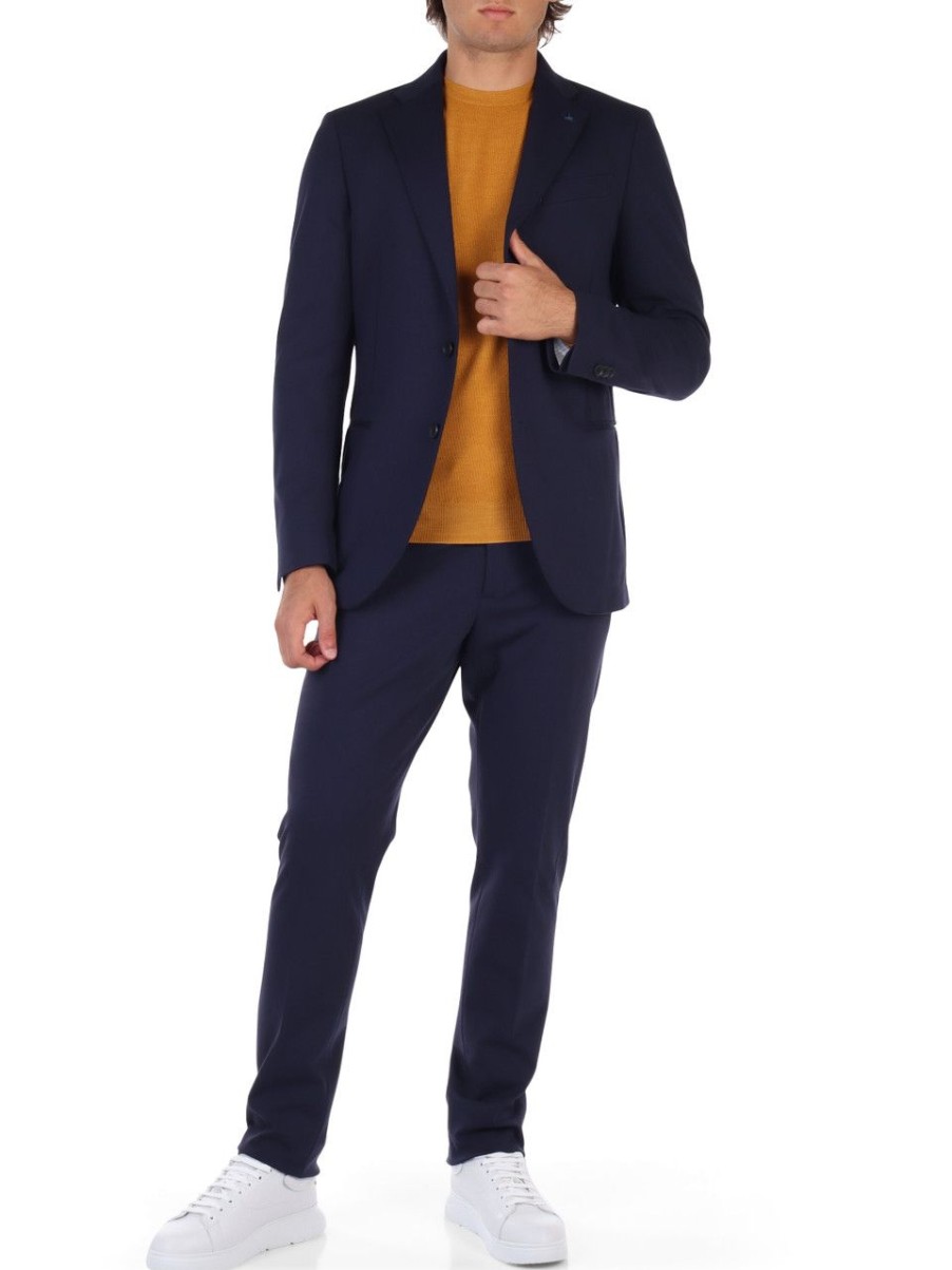 Uomo AT.P.CO | L'Abito Vienna Comprende Giacca E Pantalone In Misto Rayon Blu Scuro