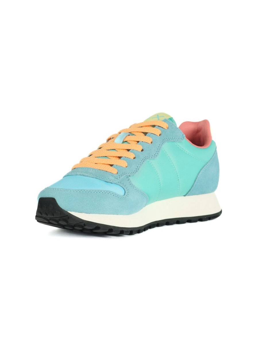 Uomo SUN68 | Sneakers In Pelle E Tessuto Jaki Summertime Azzurro