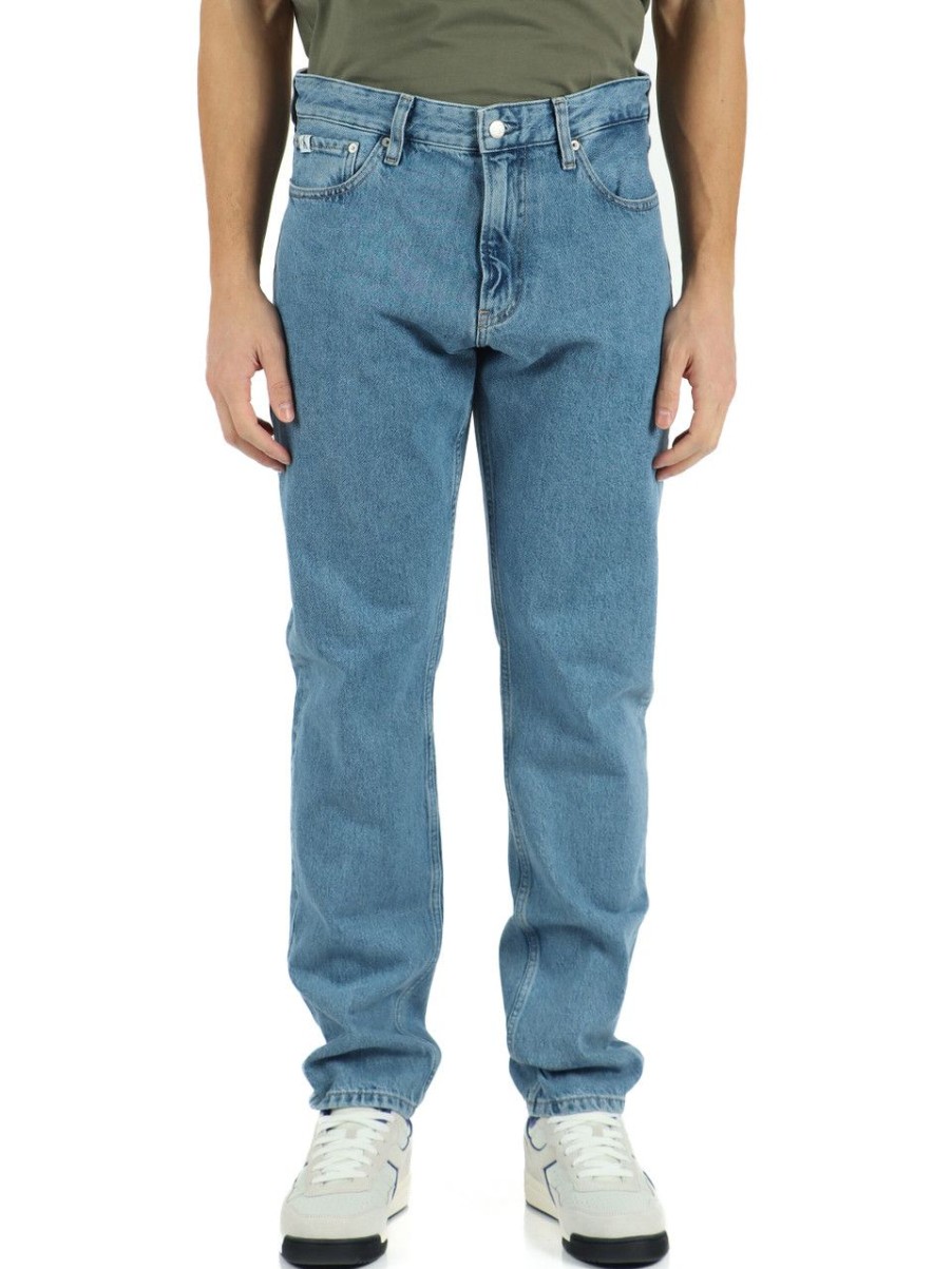 Uomo CALVIN KLEIN JEANS | Pantalone Jeans Cinque Tasche Authentic Straight Blu Chiaro