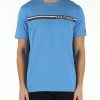 Uomo TOMMY HILFIGER | T-Shirt Regular Fit In Cotone Con Stampa Logo Frontale Azzurro