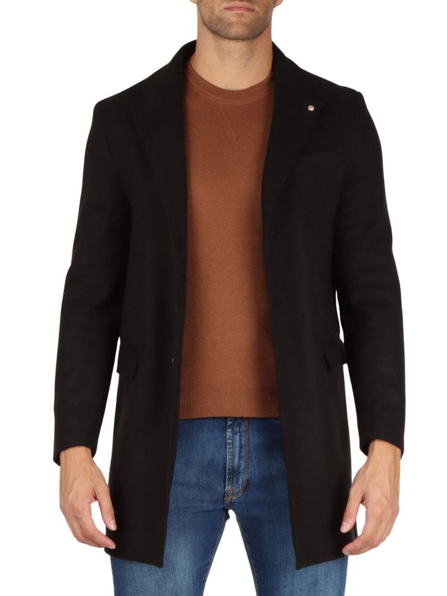 Uomo QB24 | Cappotto In Misto Lana Bice Nero