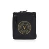 Uomo VERSACE JEANS COUTURE | Tracolla In Tessuto Tecnico Con Ricamo Logo Frontale Nero