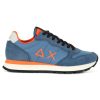 Uomo SUN68 | Sneakers In Pelle E Tessuto Tom Fluo Blu Chiaro