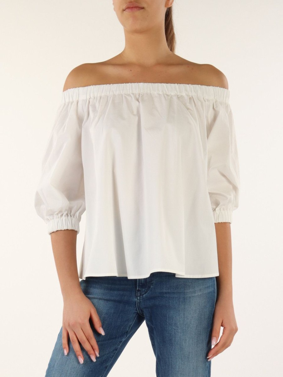 Donna TRUSSARDI | Blusa Svasata In Popeline Bianco