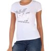 Donna EA7 | T-Shirt In Cotone Stretch Con Stampa Logo Frontale Bianco