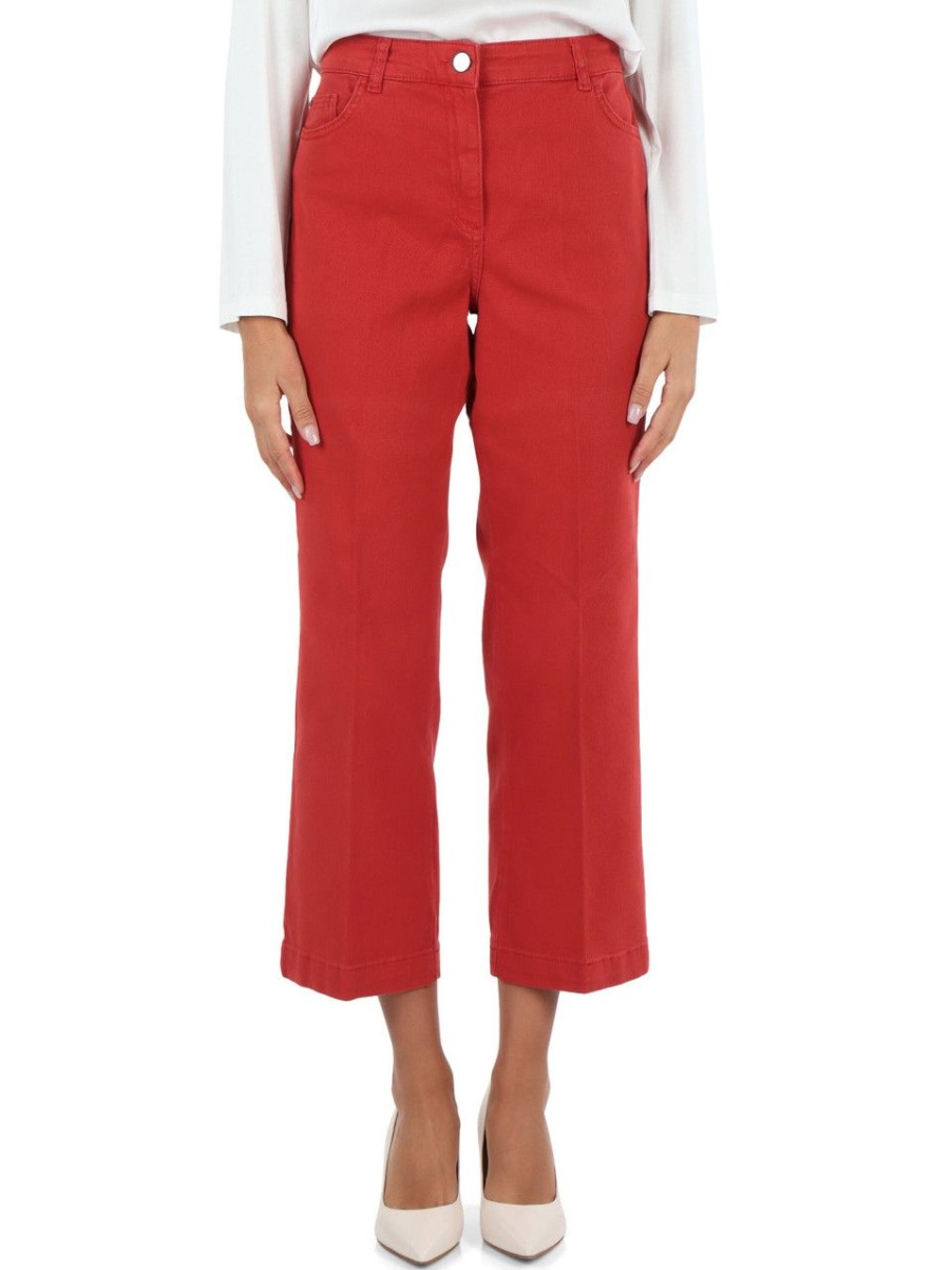 Donna ELENA MIRÒ | Pantalone Jeans Cinque Tasche Cropped Rosso