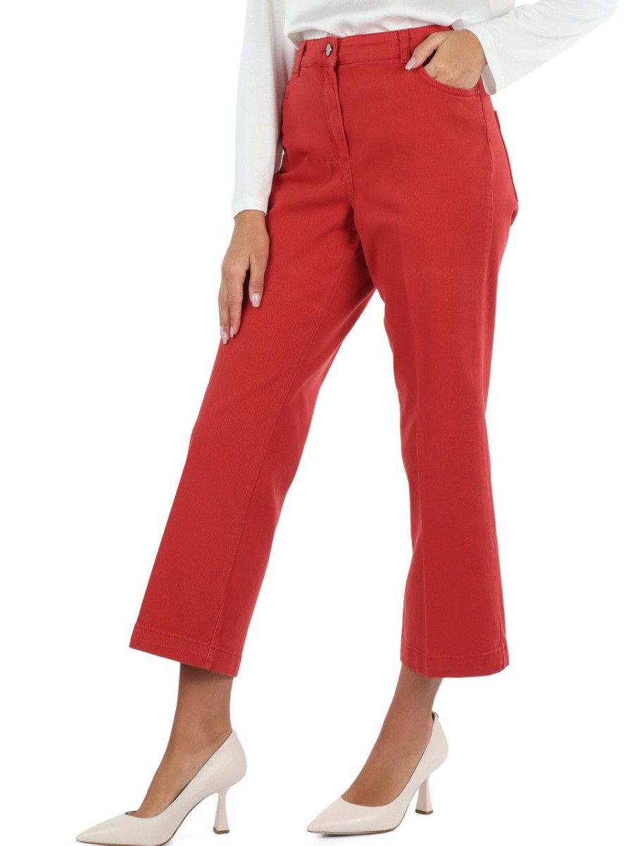 Donna ELENA MIRÒ | Pantalone Jeans Cinque Tasche Cropped Rosso