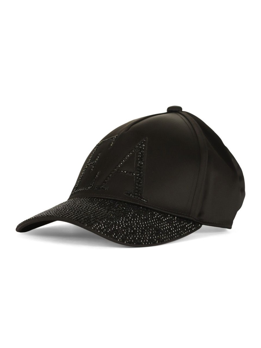 Uomo ARMANI EXCHANGE | Cappello In Satin Con Strass Nero