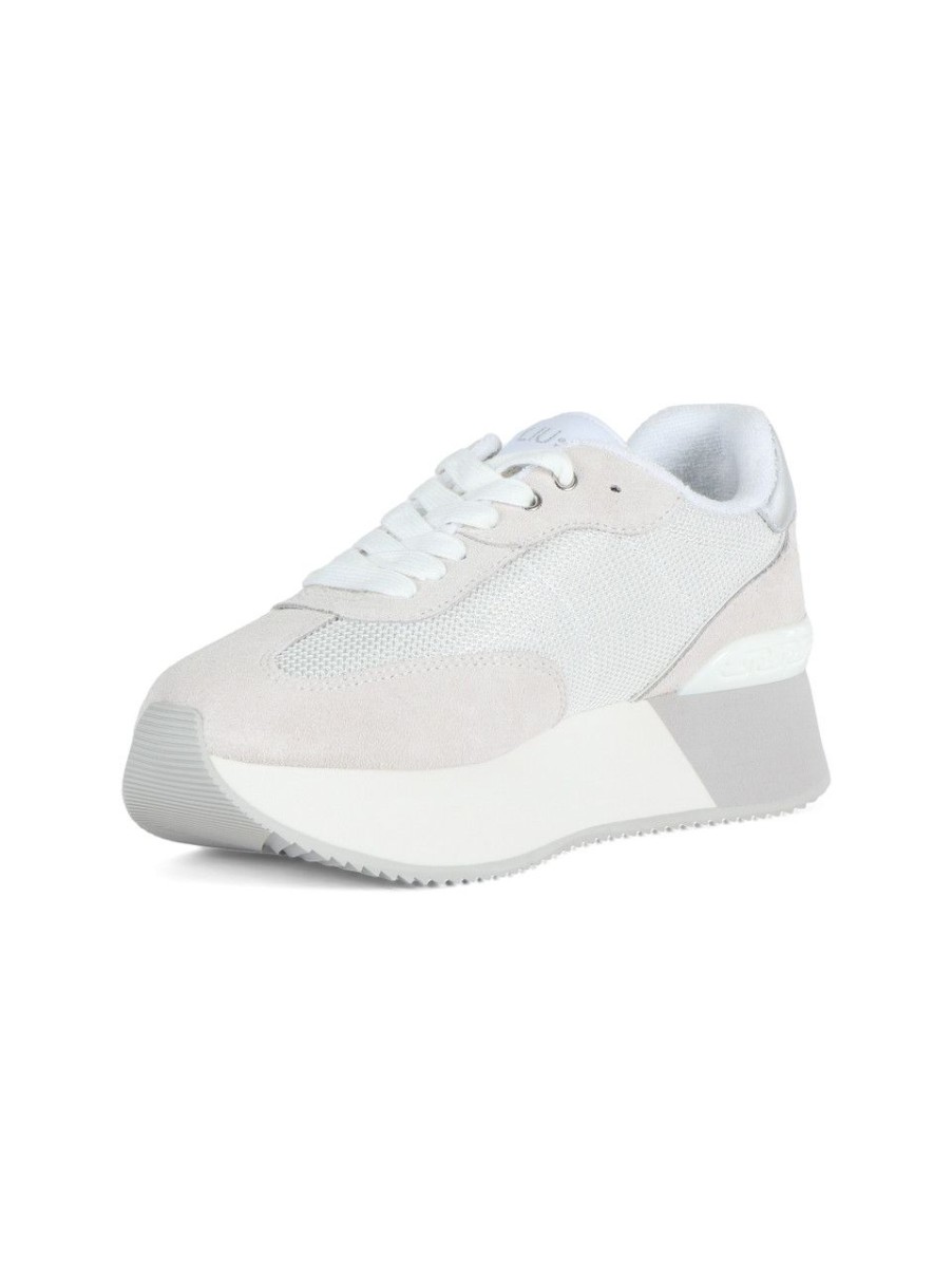 Donna LIU JO | Sneakers Platform Dreamy 02 Con Patch Logo Grigio Chiaro