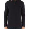 Uomo TOMMY HILFIGER | Polo Slim Fit A Maniche Lunghe In Cotone Piquet Stretch Blu Scuro