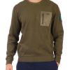 Uomo AERONAUTICA MILITARE | Felpa In Cotone Comfort Fit Con Taschino A Contrasto Verde