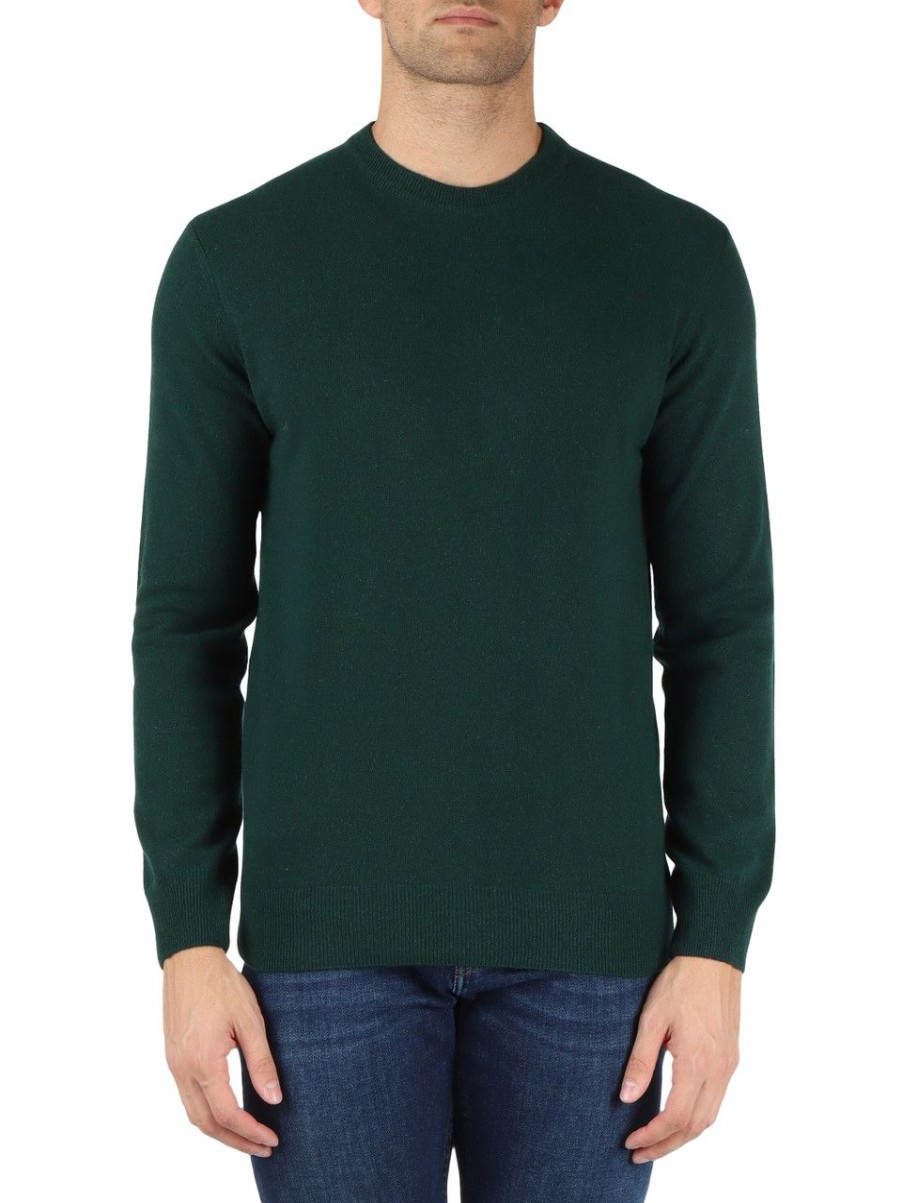 Uomo REFABRICS | Maglia Girocollo In Cashmere Verde Scuro