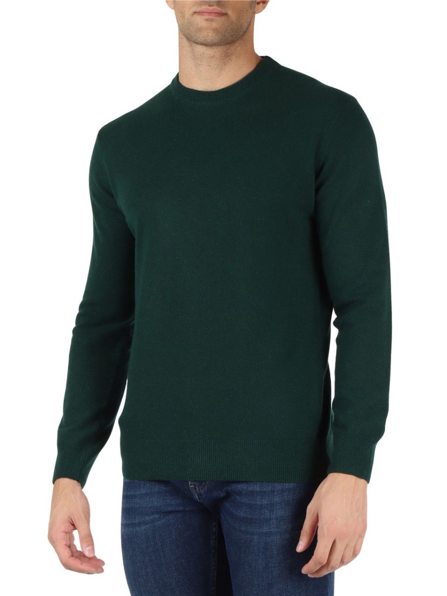 Uomo REFABRICS | Maglia Girocollo In Cashmere Verde Scuro